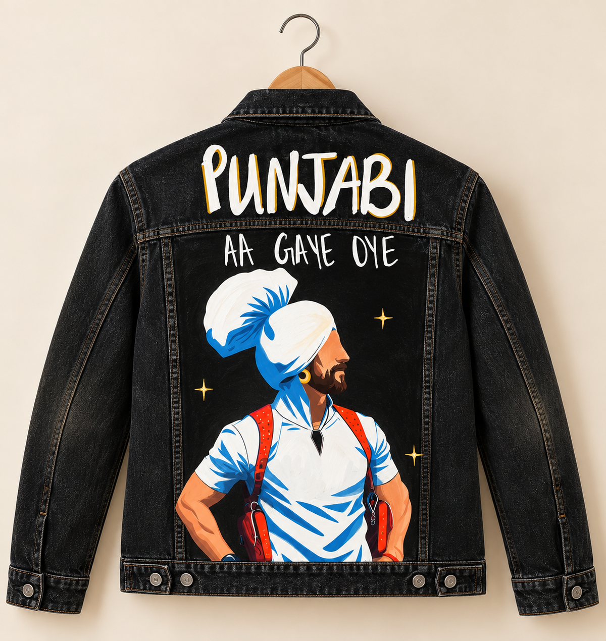 "Punjabi Aa Gaye Oye" Handpainted Jacket Punjabi | Diljit Dosanjh