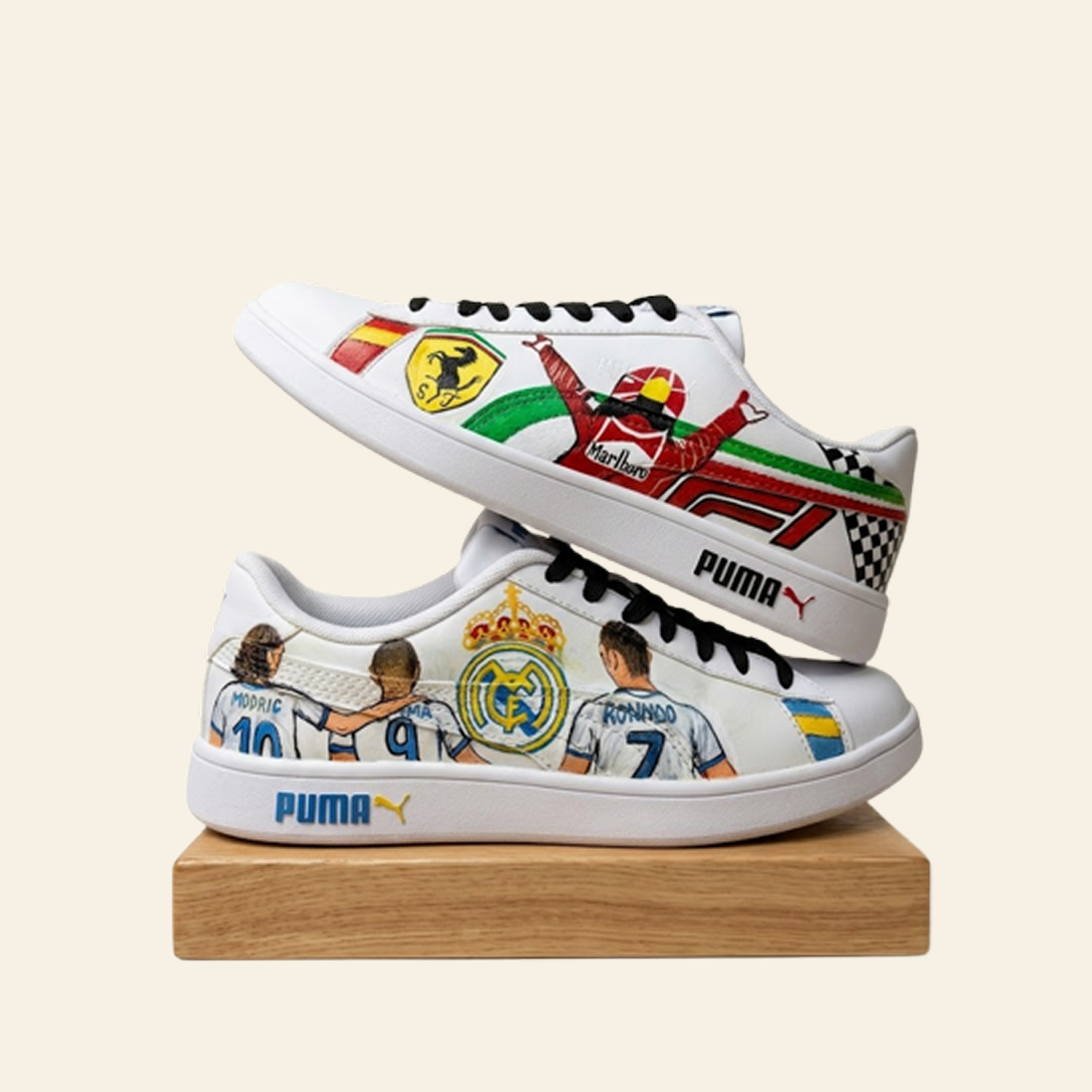 "F1 X Real Madrid" themed Handpainted sneakers