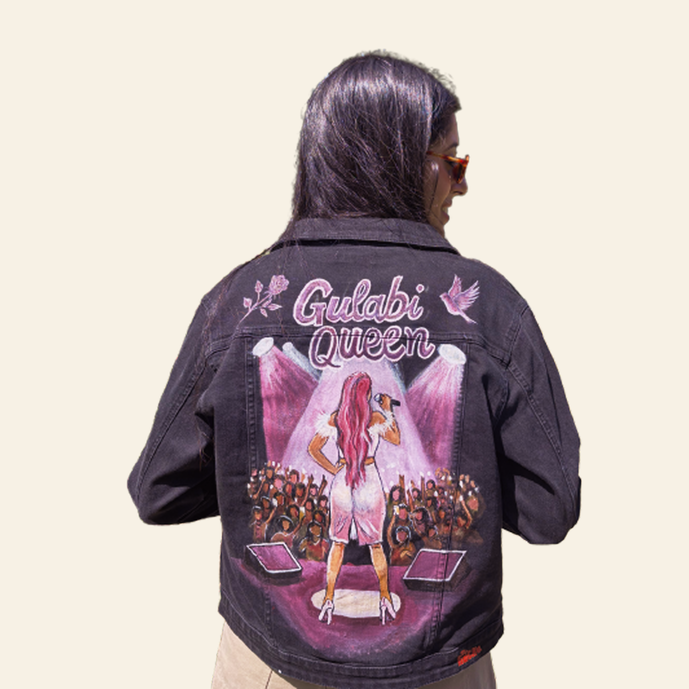 "Jasmine Sandlas - Gulabi Queen" Handpainted jacket