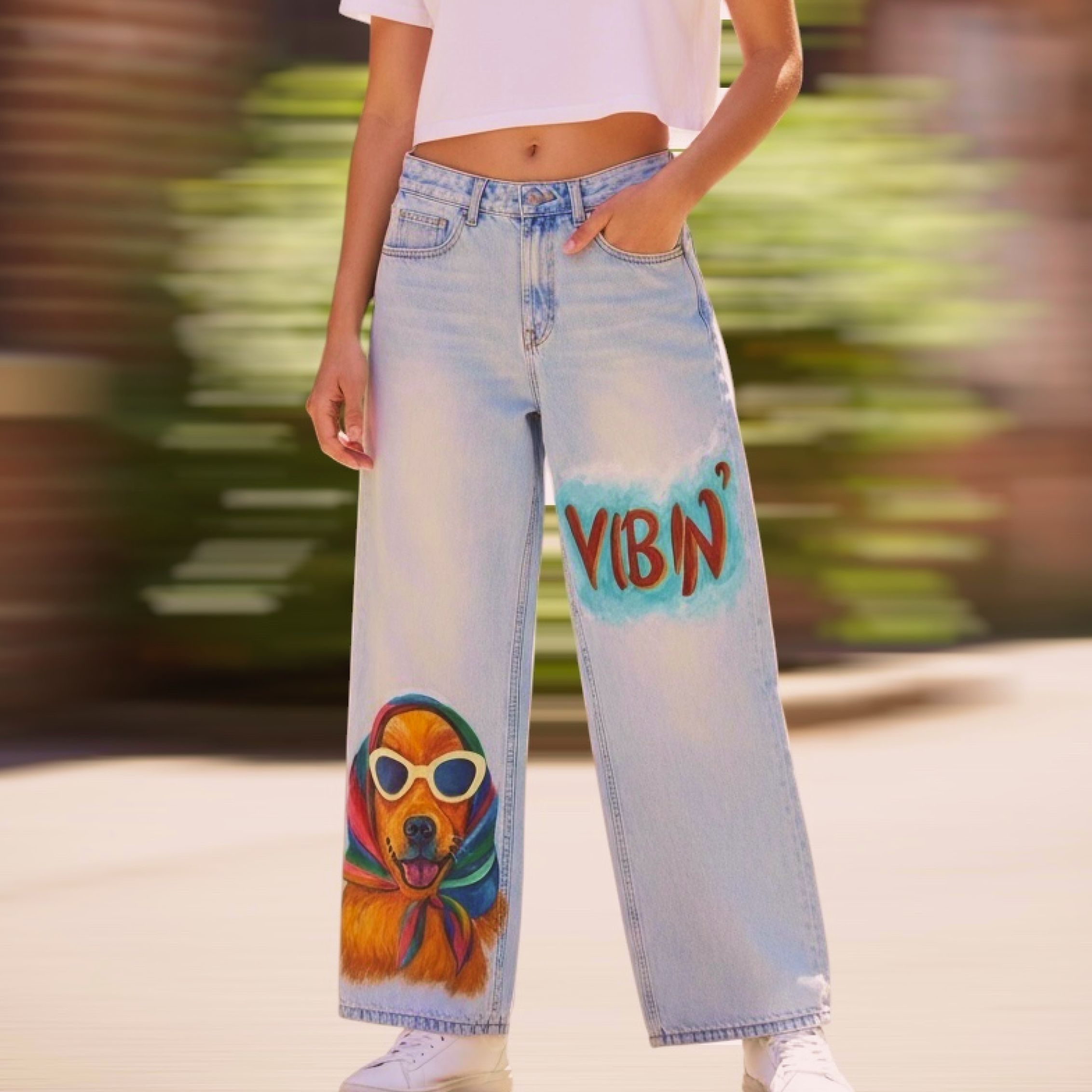 Custom Handpainted Jeans | Dog edition
