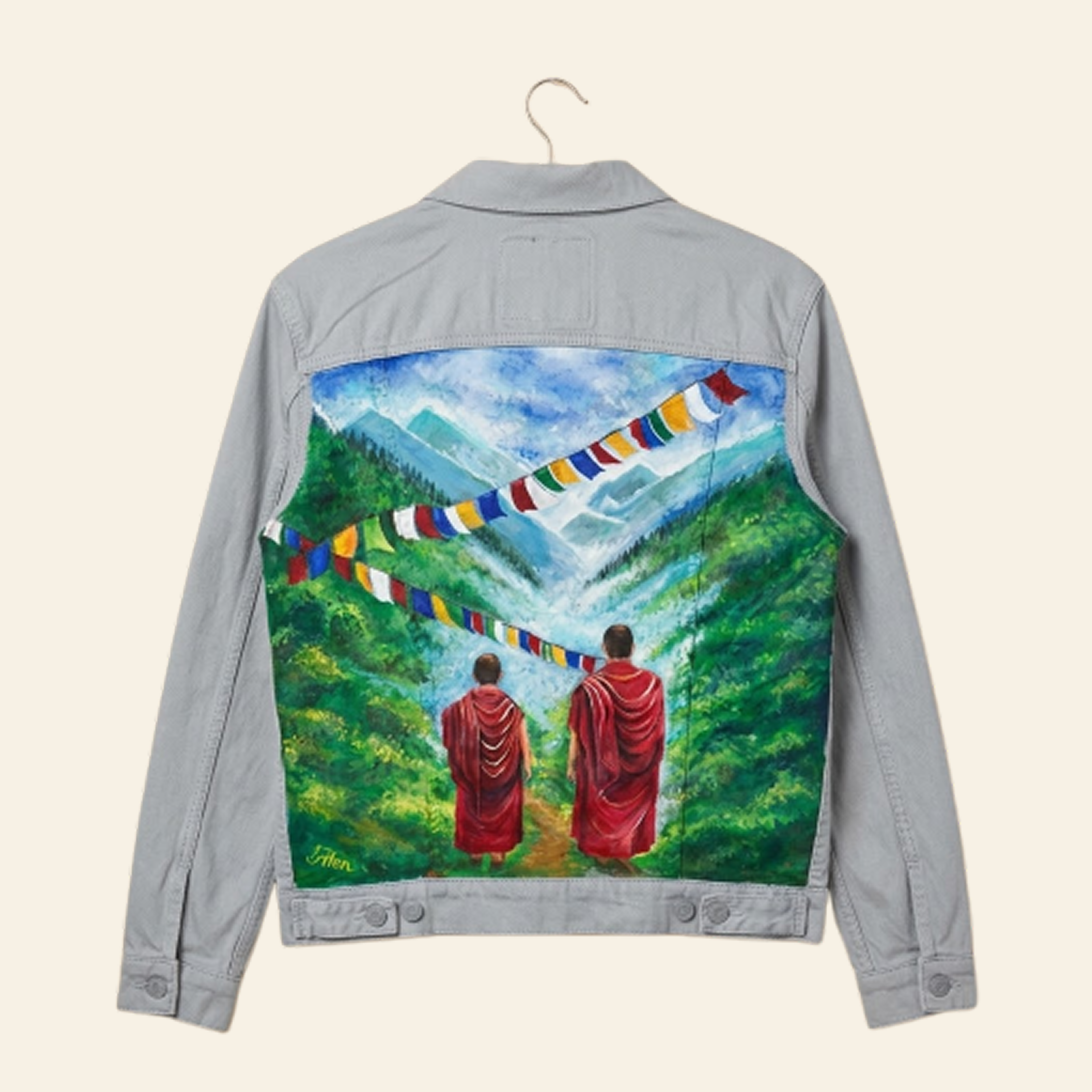 "Monks In Mountains" Handpainted Jacket