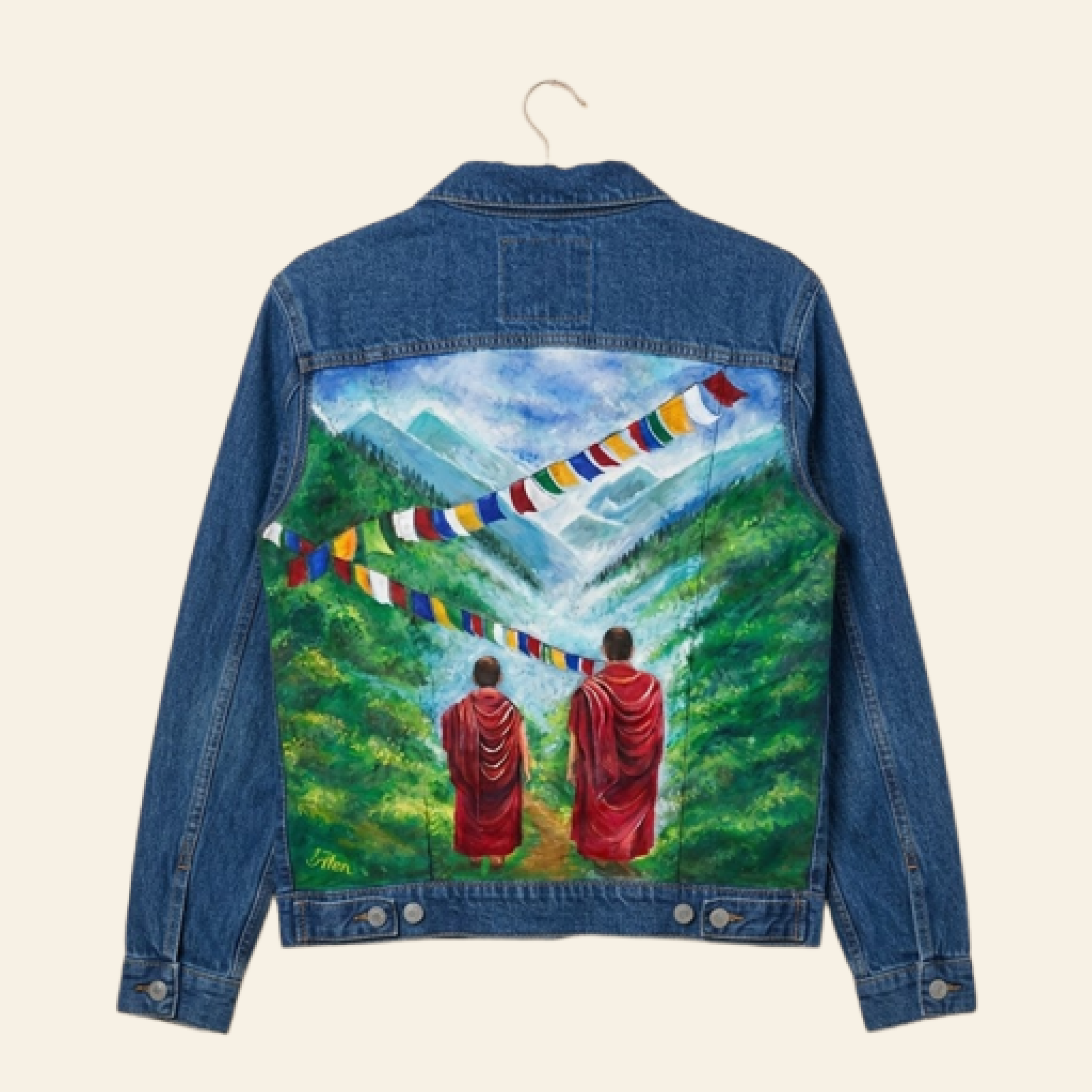 "Monks In Mountains" Handpainted Jacket