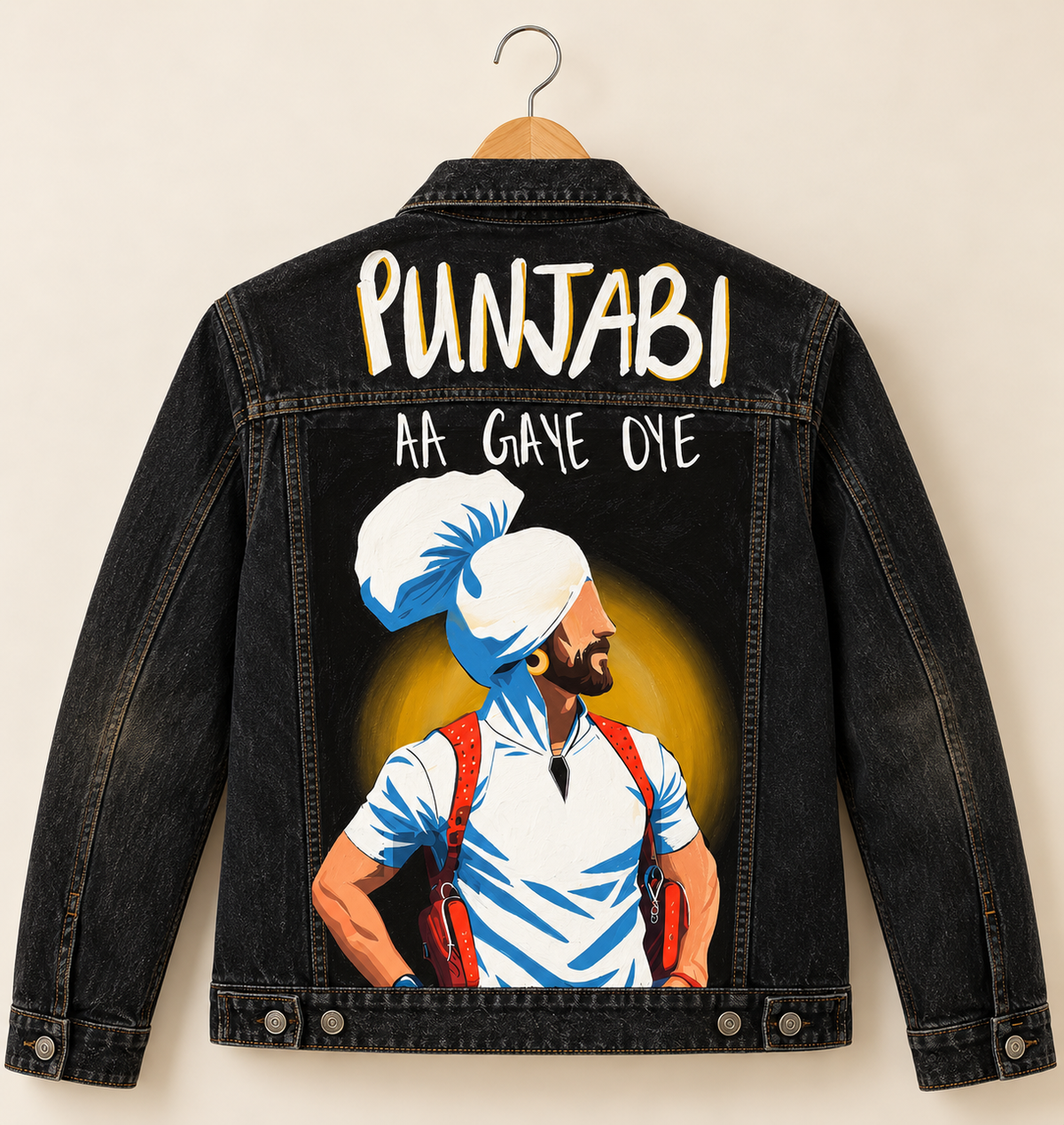 "Punjabi Aa Gaye Oye" Handpainted Jacket Punjabi | Diljit Dosanjh
