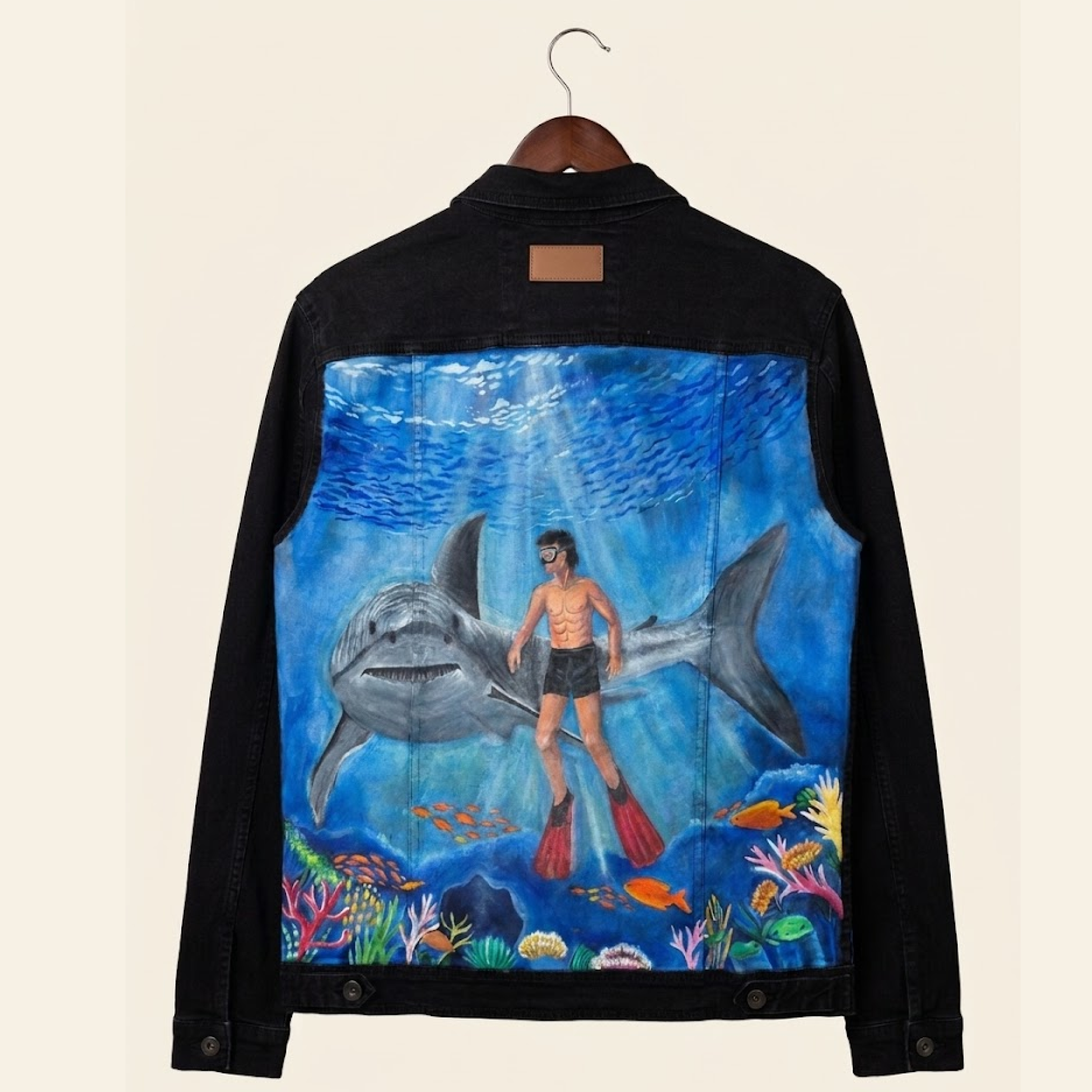 "Shark diver" Handpainted jacket