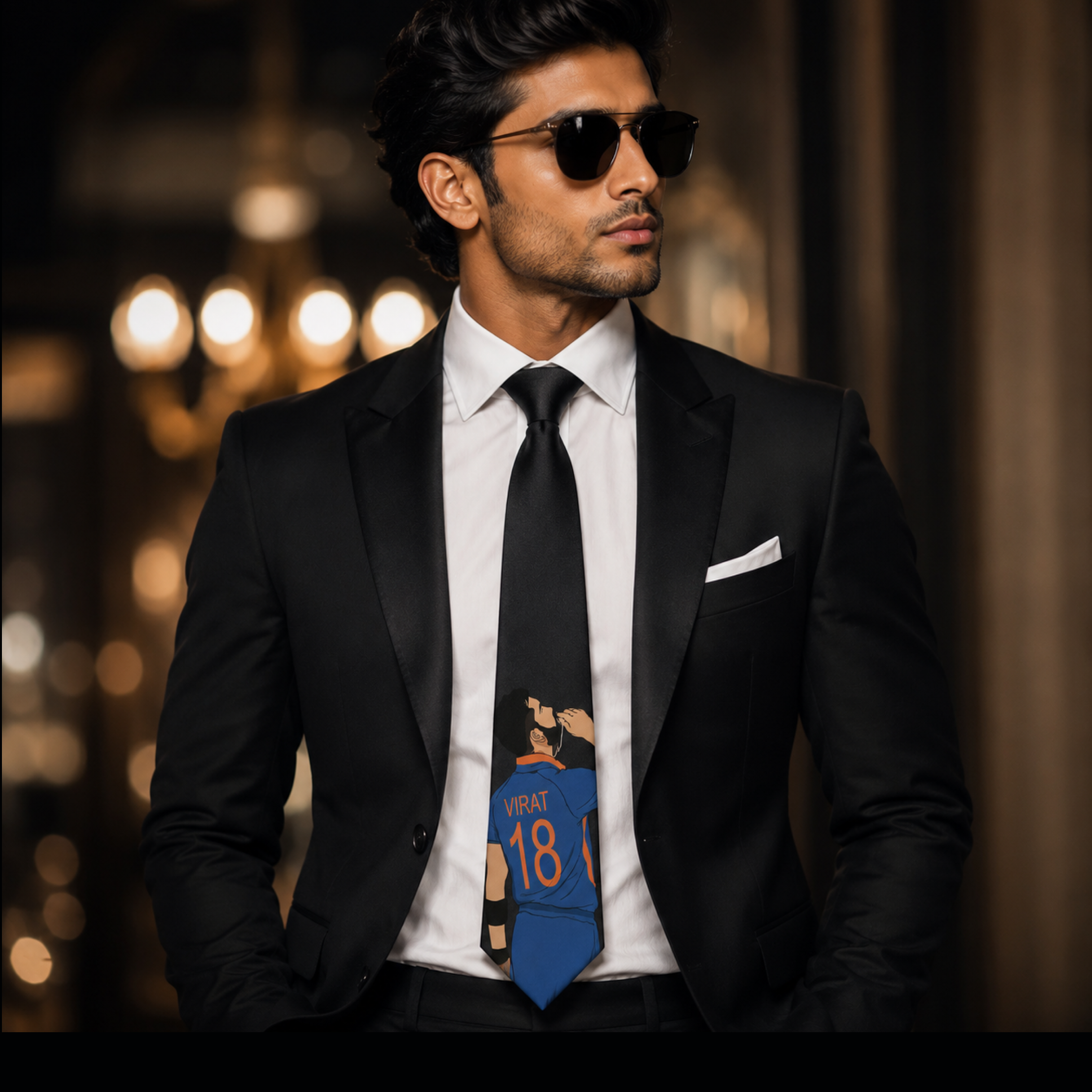 Virat Kohli locket celebration | Custom Handpainted Ties